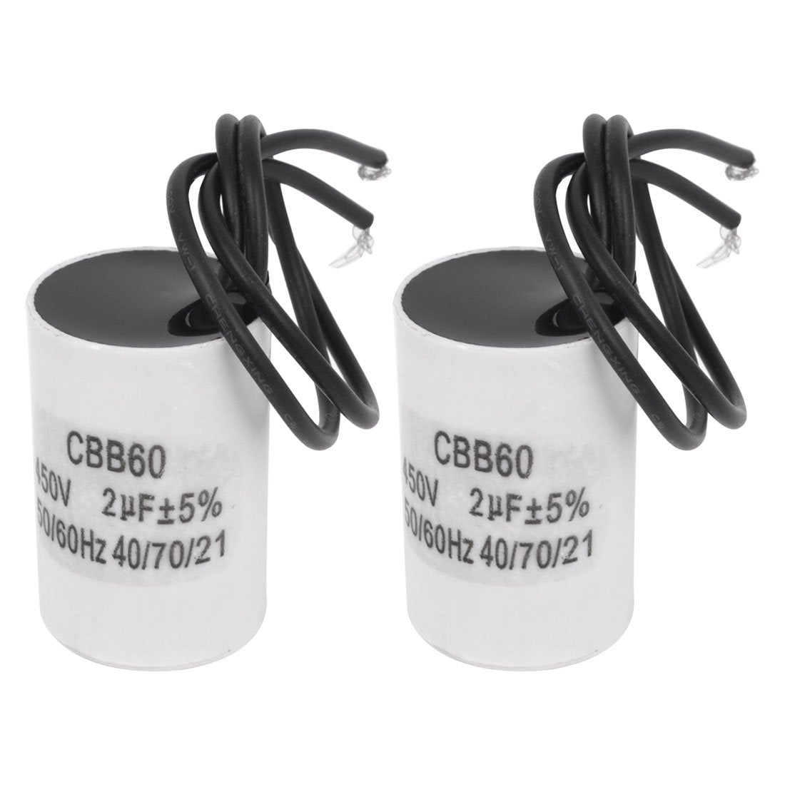Cbb60 AC 450V 2Uf Polypropylene Film Motor Running Capacitor 2 Pcs