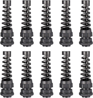 PG11 Kaapelihammasvesitiivis Nylon-yhdistelmä säädettävä kiinnitysnappi jännityssuojituksella 5-10mm dia johdolle, 10kpl