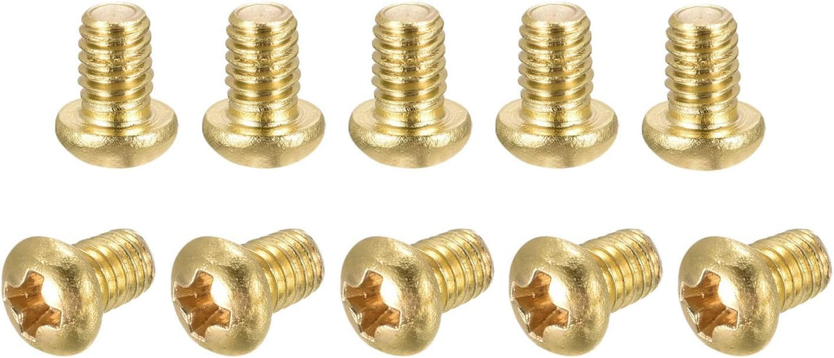 Brass Machine Screws, M4x6mm Phillips Pan Head Fastener Bolts for Furniture, Office Equipment, Electronics 24Pcs