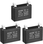Ceiling Fan Capacitor CBB61 4uF 450V AC Double Insert Metalized Polypropylene Film Capacitors 47x17.5x34.5mm for Water Pump Motor Generator, Pack of 3