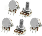5pcs 6mm Shaft 3 Pin Pots Single Turn Adjustment Potentiometer 500Kohm