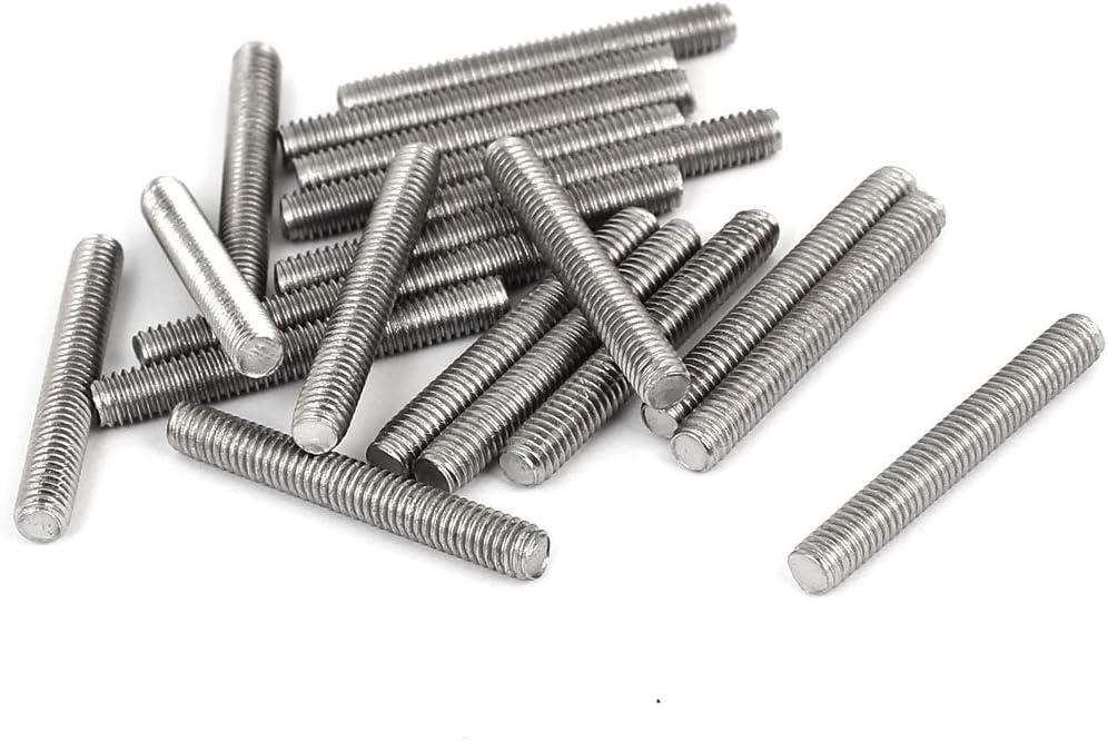 M4 x 30mm 304 Stainless Steel Fully Male Threaded Rod Bars Silver Tone 20 Pcs