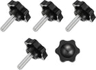 5Pcs Star Knobs, M8x25mm Plastic Hex Shaped Clamping Handle Screw Knobs, Hand Tightening Star Screw Knob for Machinery Umbrella Base Replacement