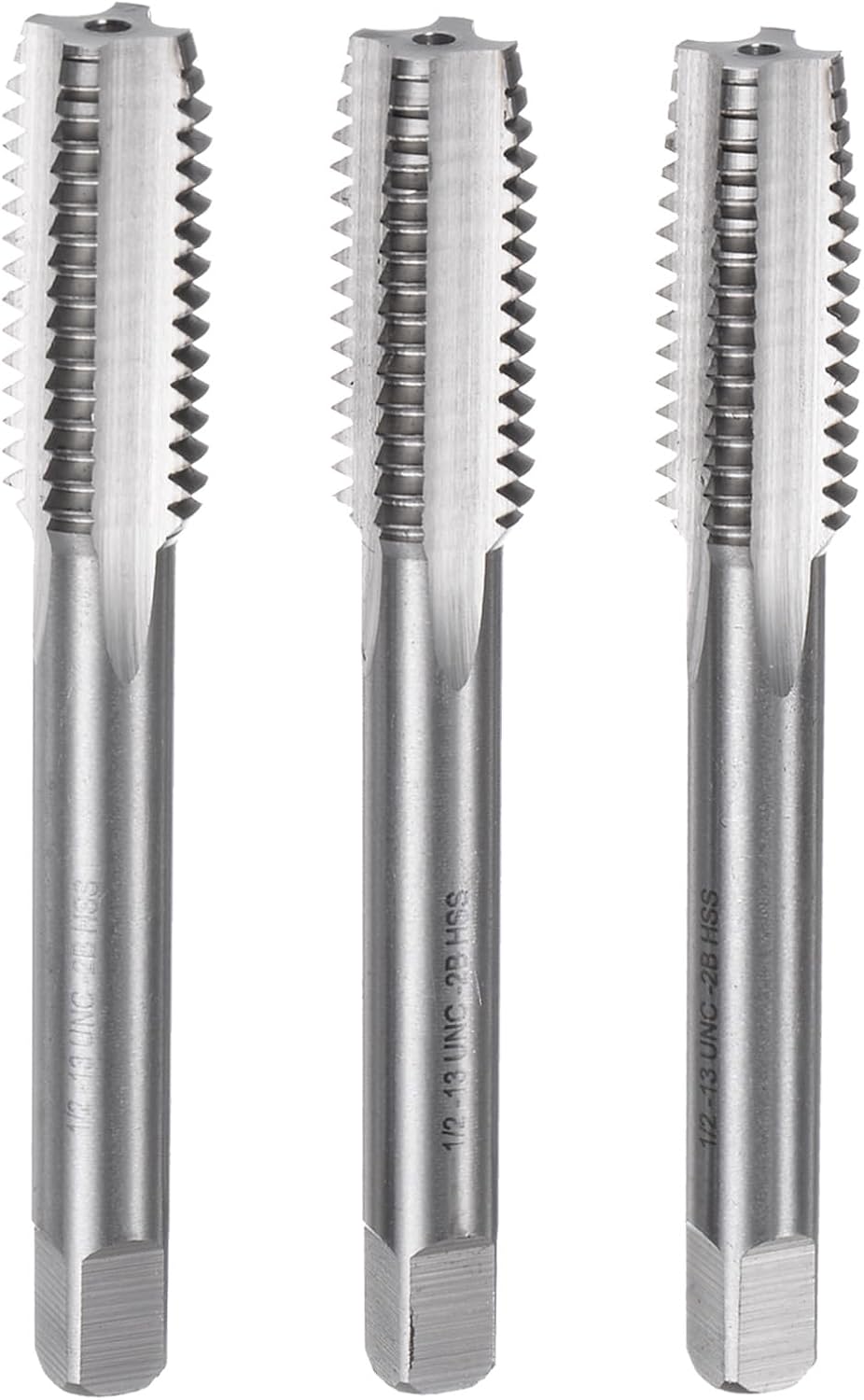 3pcs Hand Tap Set, 1/2-13 UNC Taper/Plug/Bottom Thread Screw Taps, High Speed Steel Hand Threading Tapping Tool Kit