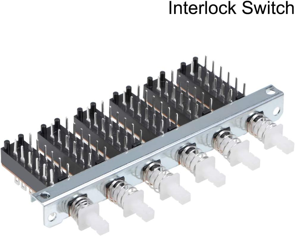 Interlock Push Button Switch Piano Type 4PDT 12 Pin 6 Rând