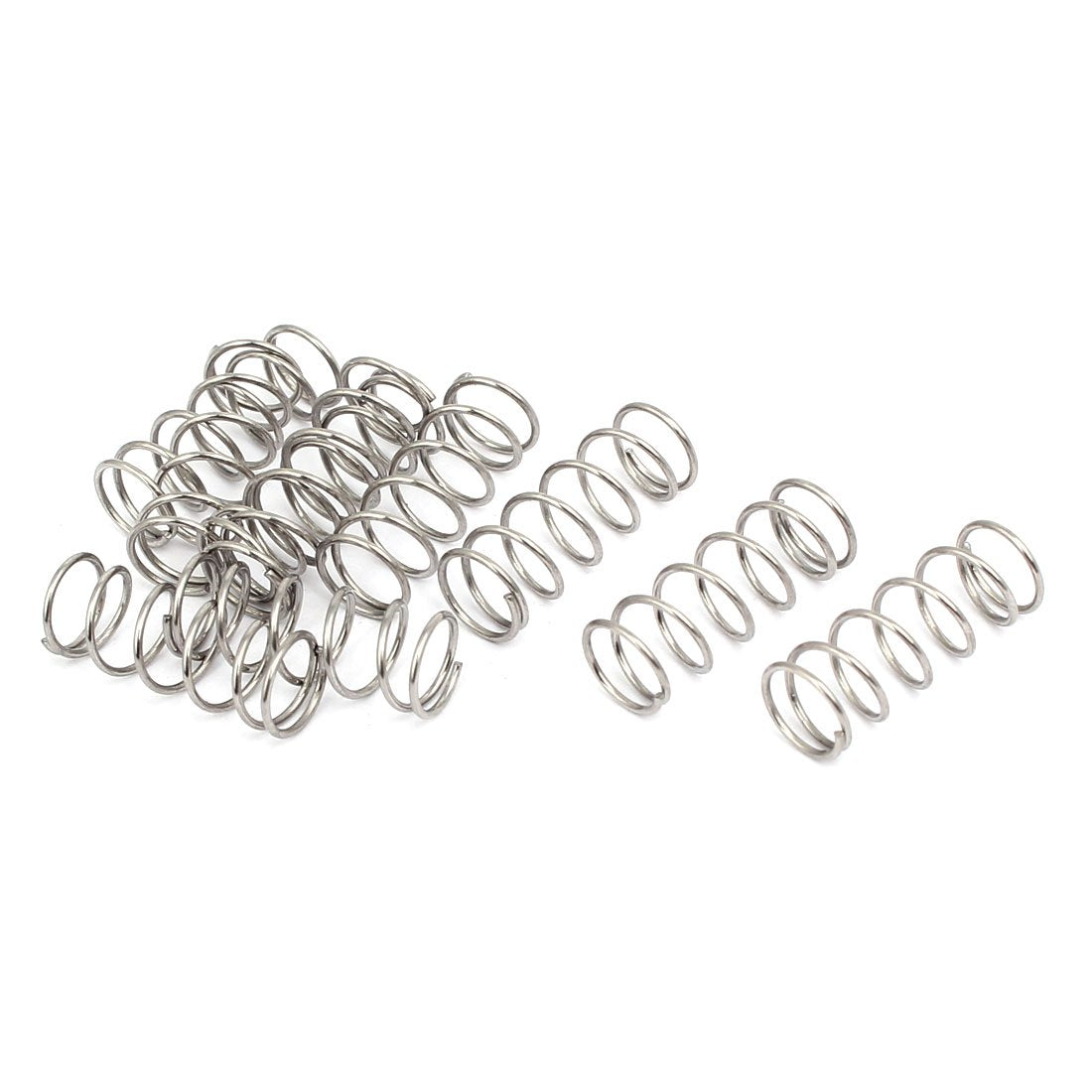 Compression Spring,304 Stainless Steel,8mm OD,0.7mm Wire Size,20mm Free Length,Silver Tone,10Pcs