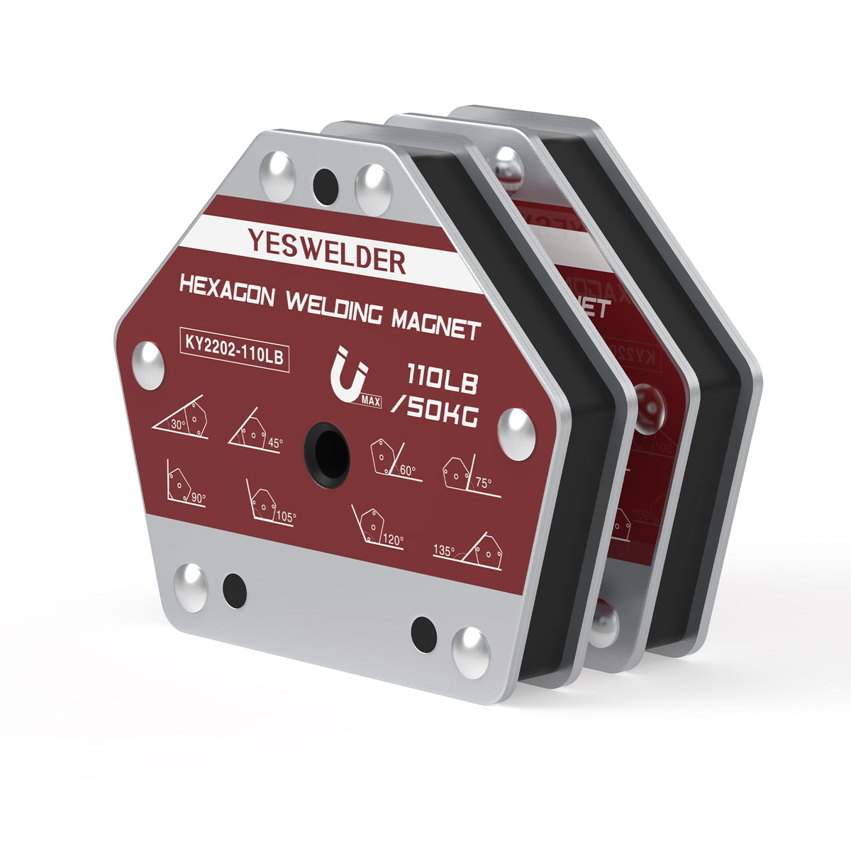 YESWELDR Hexagon Welding Magnets, 110 lb 2PCS Multi-Angle Strong Welding Magnesy Spawalnicze