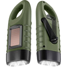LinkMejor 2 Pcs Hand Crank Solar Flashlight Emergency LED, Army Green