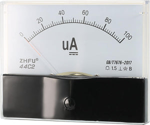 Analog Current Panel Meter DC 0-100uA 44C2 Ammeter 97x61x79mm for Automotive Circuit Testing Charging Battery Ampere Tester Gauge Pack of 1