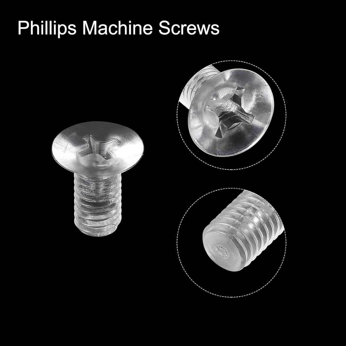 M6 x 30mm Kunststoff Phillips-Maschinenschrauben, PC Flachkopf-Maschinenbolzen Transparent 10pcs
