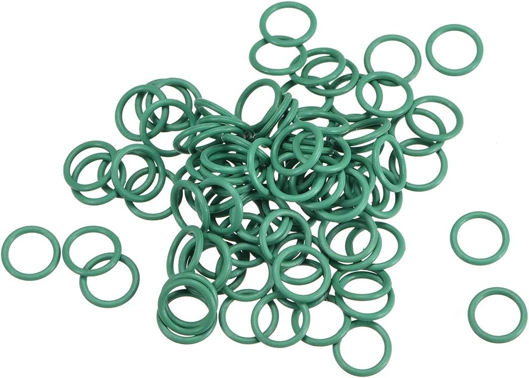 Fluorine Rubber O-Rings, 8mm OD 6mm ID 1mm Width FKM Seal Gasket for Machinery Plumbing, Green, Pack of 100
