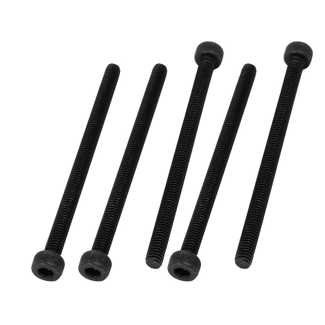 M4x60mm Fully Thread Hex Socket Head Knurled Cap Screw Bolt Black 5pcs