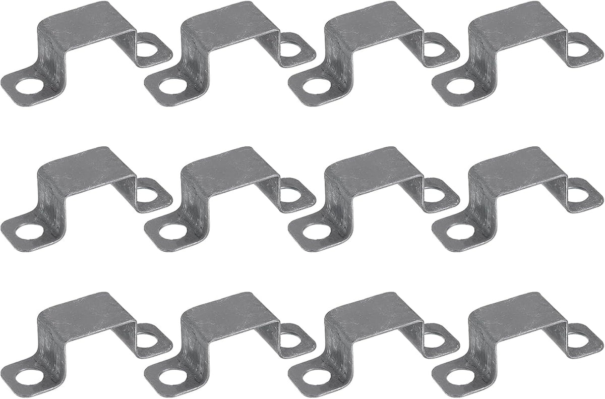 12Pcs 33x24 mm U Shaped Connector Bracket, Square Tube Strap Clamp Galvanized Steel Pipe Clamp Wood Deck Fence Post Tie for Water Pipes Stairs Railing Installation, Silver