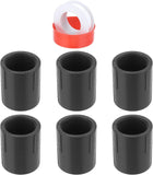 6 Pcs 1-1/4" PVC Female Adapter Pipe Fitting Fit for SCH80 Slip Coupling Female to Female Threaded Pipe Coupling Connector with Sealing Tape, Socket x NPT Female, Dark Grey