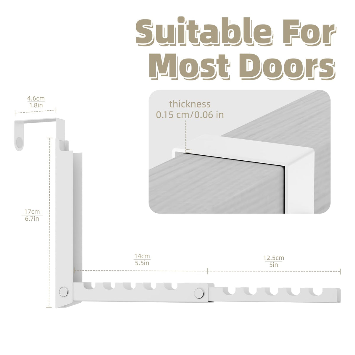 LinkMejor Over the Door Hanger with 10 Ridges,Compact Double Folding Over the Door Hooks for Dorm Bedroom Laundry Room,Metal Over the Door Clothes Hanger, Space Saving Over the Door Drying Rack(1
