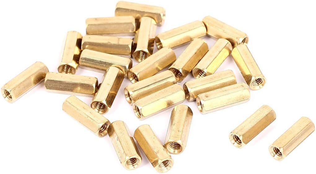 M4 x 16mm Female Threaded Brass Hex Standoff Pillar Spacer Nut 25pcs