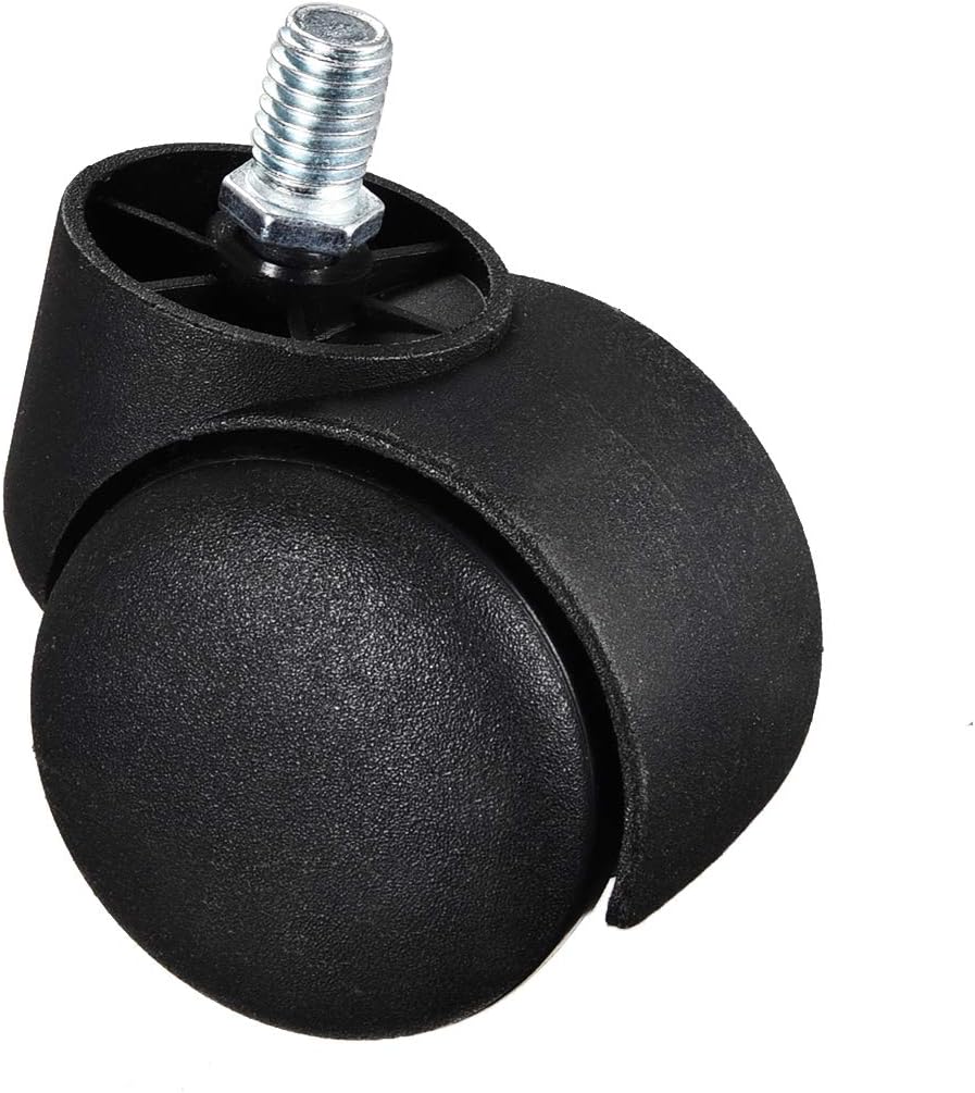 Swivel Caster Wheels with Base 2-Inch Nylon M10x15mm Threaded Stem, 38lbs Capacity Per Wheel, 67 x 54 x 78 mm