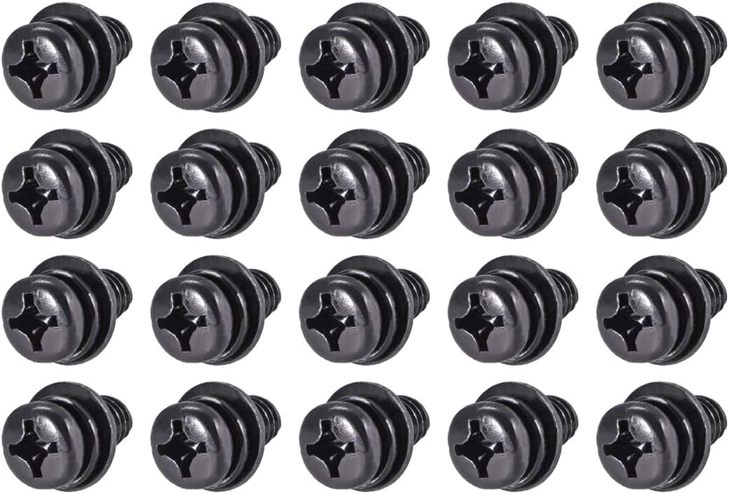 M6 x 12mm Carbon Steel Phillips Pan Head Machine Screws Bolts Combine with Spring Washer and Plain Washers 20pcs