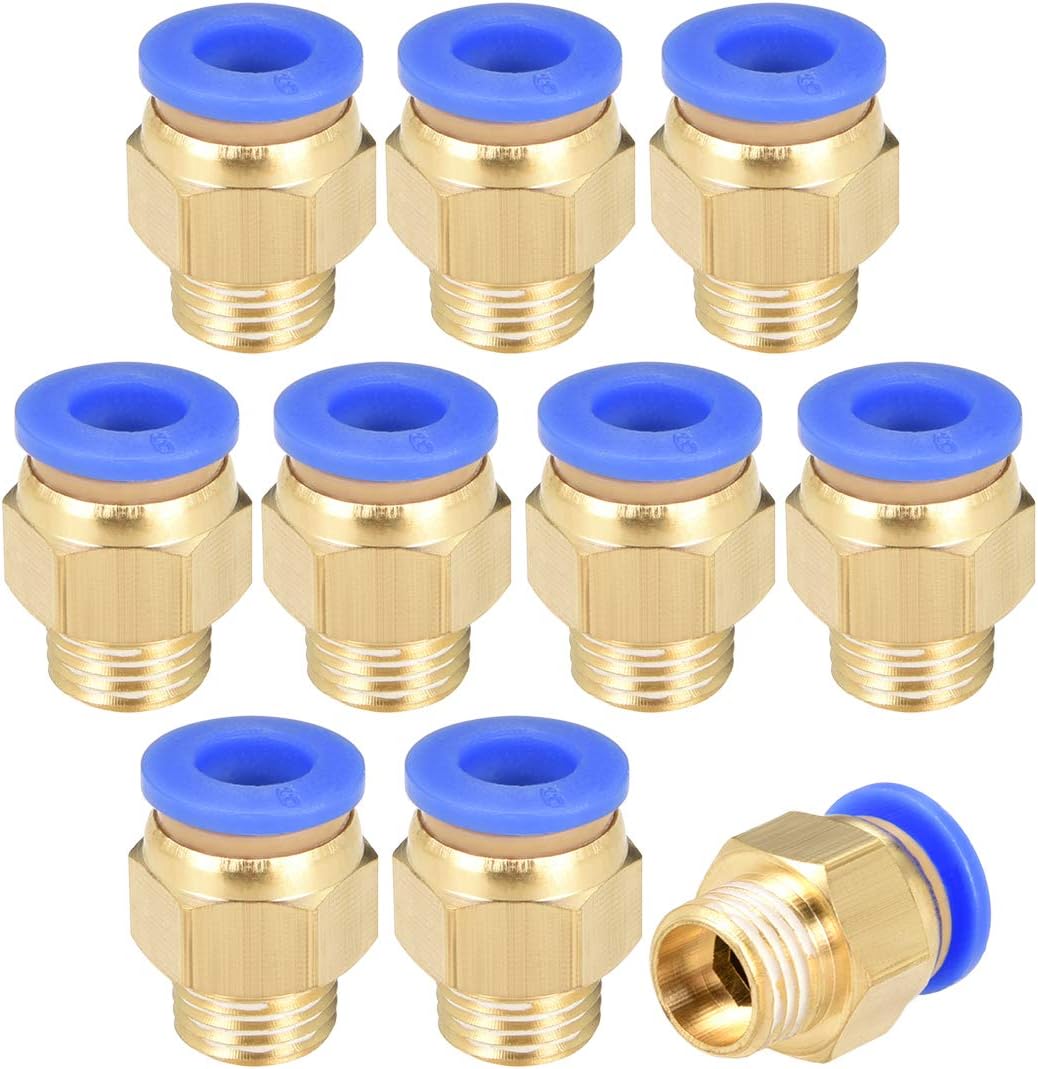Straight Pneumatic Push to Quick Connect Fittings 1/4" PT Male x 6mm Tube OD 10pcs
