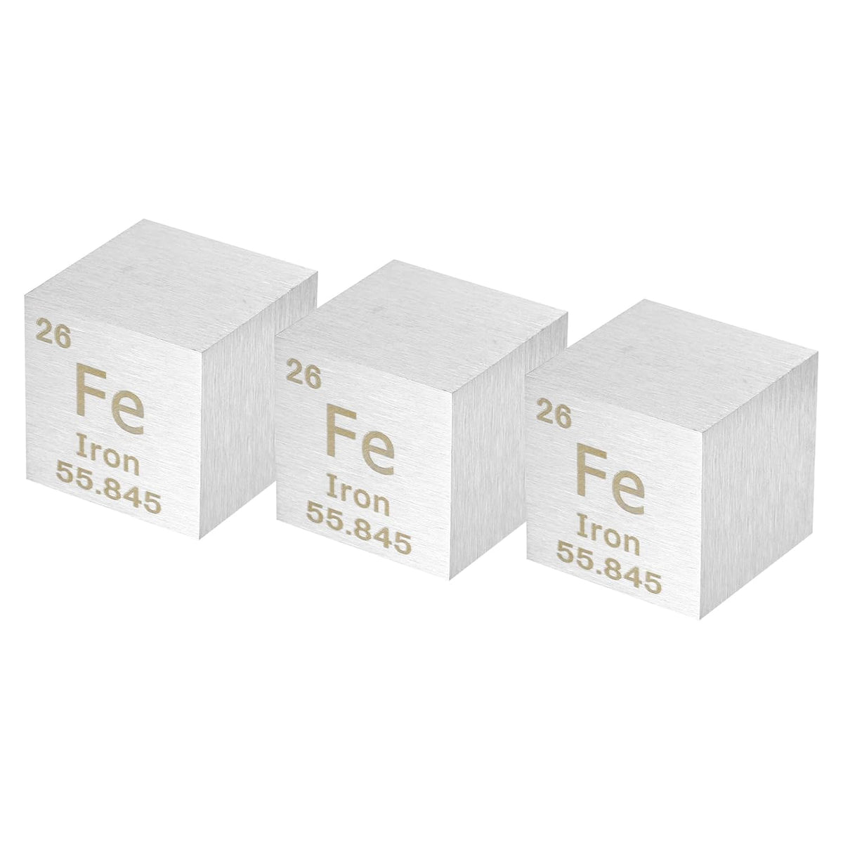 3 Pcs Iron, 1 Inch High Density Metal Element Metal Density for Chemical Elements Collection Science Education Experiment Application, Silver