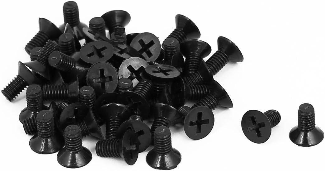 M4x8mm Phillips Nylon Countersunk Head Bolt Machine Screw Black 50Pcs