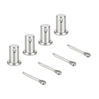 4Pcs M10x16mm Clevis Pins, 304 Stainless Steel Single Hole Flat Head Hitch Fastener Lock Systems with Cotter Pins for Furniture Installation Trailer Lawn Mower, Silver