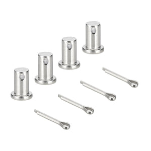 4Pcs M10x16mm Clevis Pins, 304 Stainless Steel Single Hole Flat Head Hitch Fastener Lock Systems with Cotter Pins for Furniture Installation Trailer Lawn Mower, Silver