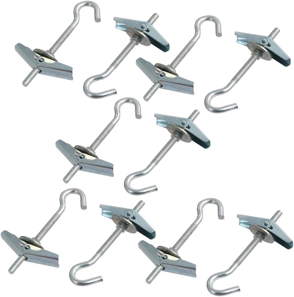 10Pcs M5x90mm Carbong Steel Toggle Anchor Eye Screw Hook Washer Nut Assortment