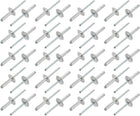 40 Pcs 5mm x 20mm Aluminum Open End Large Flange Blind Rivets