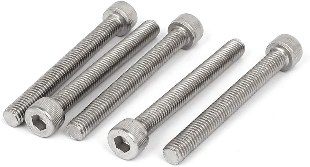 M8x70mm Thread 304 Stainless Steel Hex Socket Head Cap Screw Bolt DIN912 5pcs