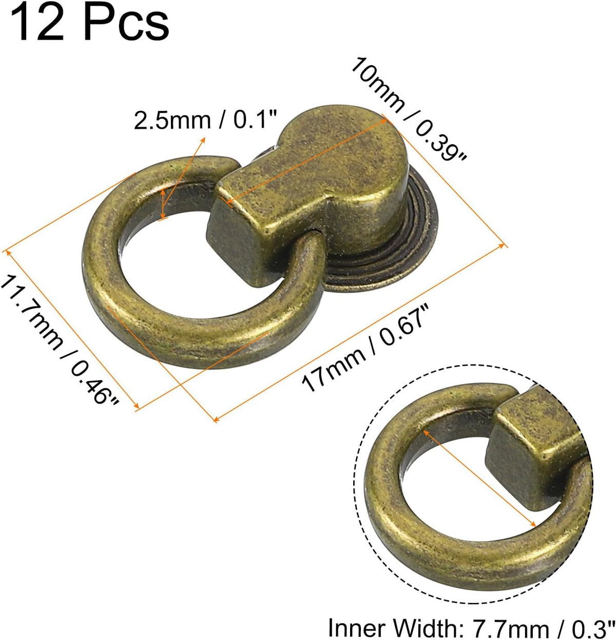 Ballstud Rivet, Rivetstudsspind Ballpostknappar med D-ring för kopplingsuttag till päslkedja DIY