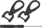 LinkMejor 2Pcs Swivel Clasps Hook, 12mm(0.5 Inch) D Ring Detachable Snap Hook Metal Lobster Claw Clasp Hook with Screwdriver for Purse Keychain DIY Craft, Black