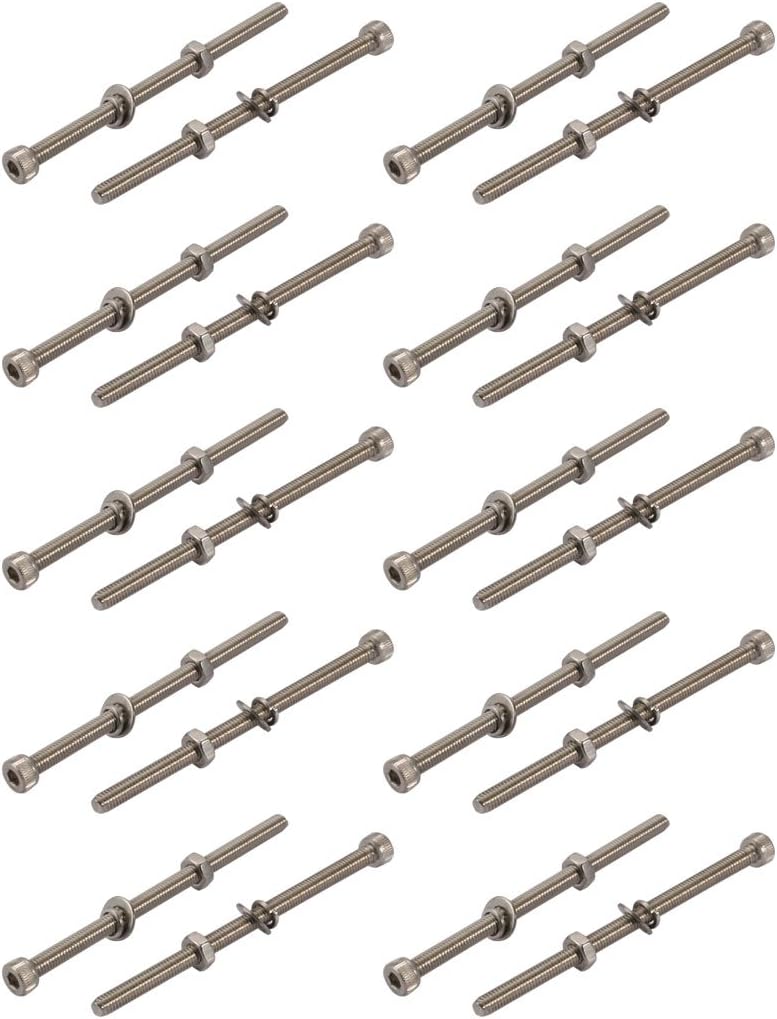20pcs M4x70mm 304 Stainless Steel Knurled Hex Socket Head Bolts Nuts w Washers
