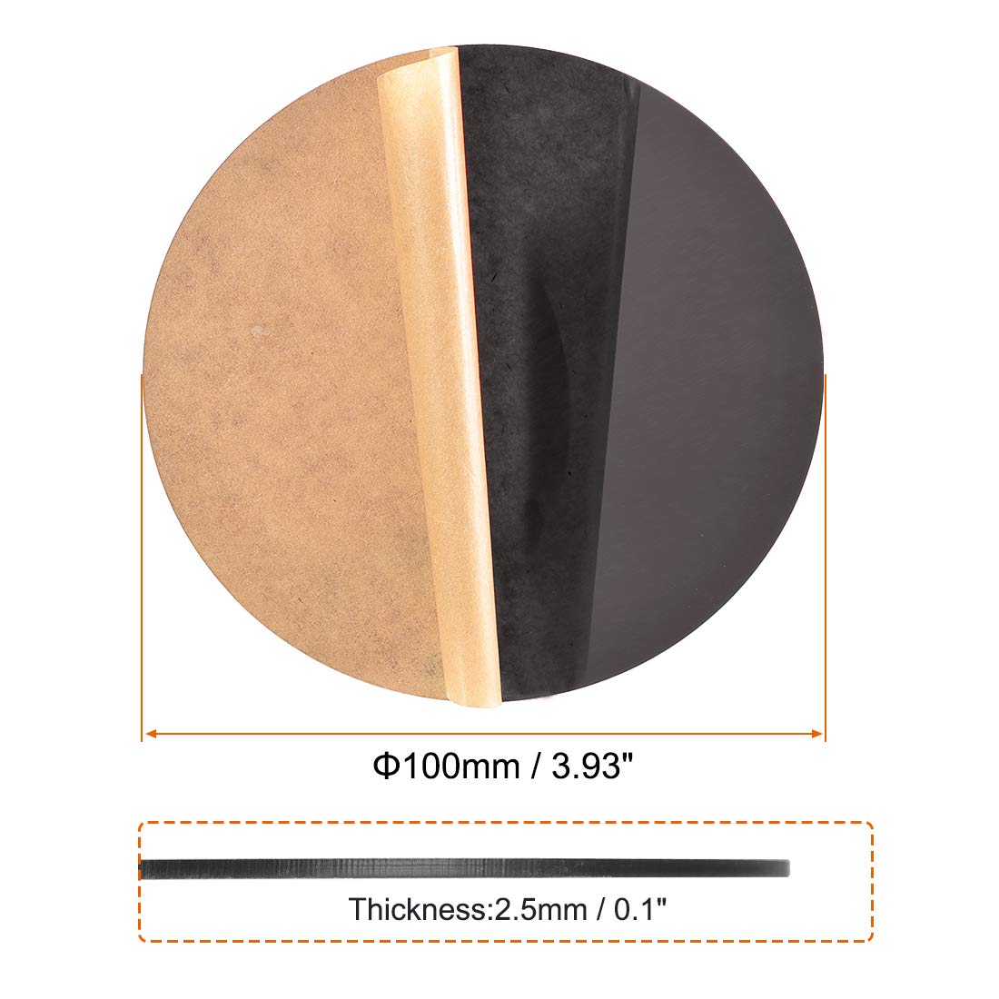 Acrylplaat Rond Disc, Zwart, Transparant, 2.5mm dik, 4" Diameter, Acryl Rond Blad(100mm)