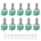 Potentiometer with Switch B5K Ohm Variable Resistors Single Turn Rotary Carbon Film Taper RV097NS 10pcs