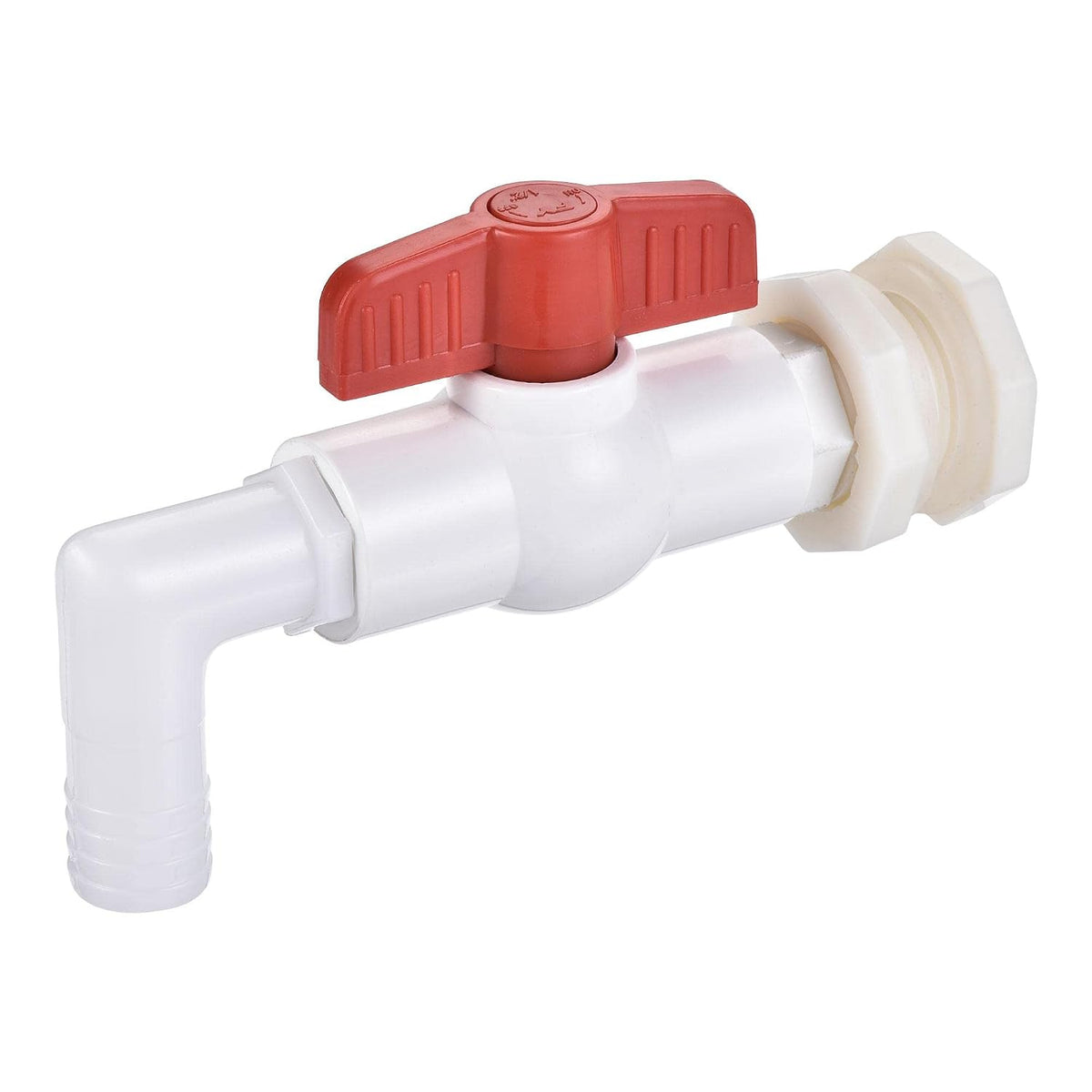 Spigot Faucet Kit ABS G1/2 Female Bulkhead Fitting with Ball Valve 19mm Barb Hose Connector for Aquariums, Water Tanks, Tubs, Pools