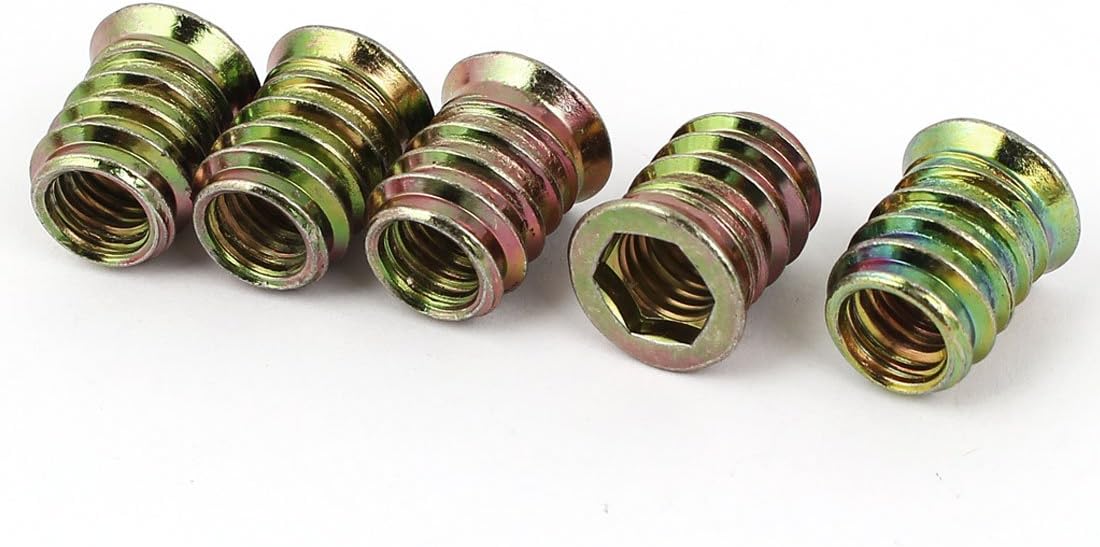 Socket Insert E-Nut M10 x 20Mm Wood Insert Interface Screws Hexagon Socket E-Nuts 5Pcs for Furniture