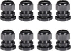 8Pcs PG19 Kabelgland Vanntett Plastisk Kuplett Justerbar Locknut for 8-15mm Diameter Kabel Tråd