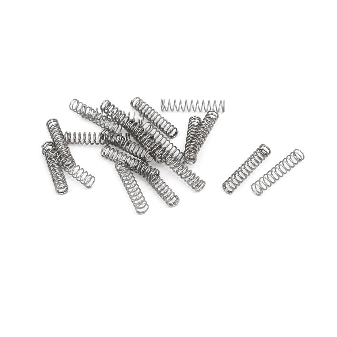 Compression Spring,304 Stainless Steel,3mm OD,0.3mm Wire Size,15mm Free Length,Silver Tone,20Pcs
