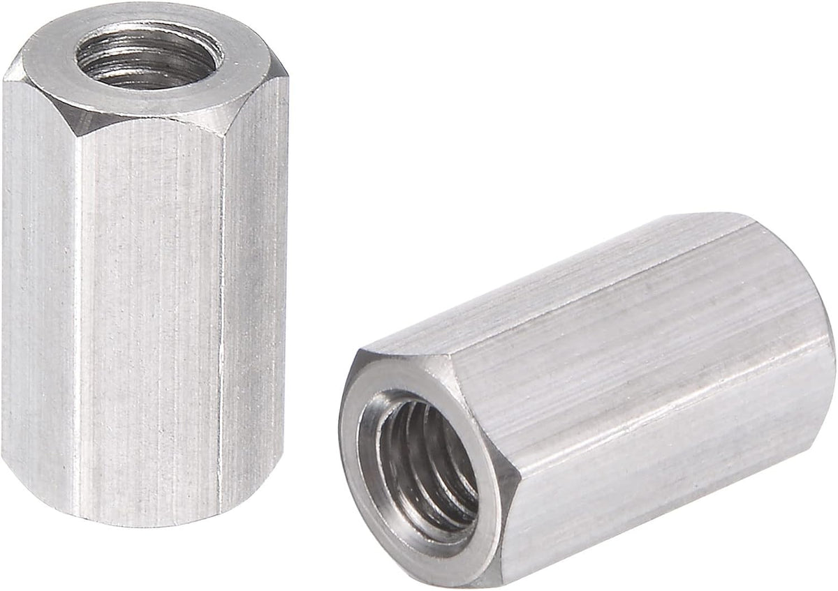 M5 x 0.8-Pitch 15mm Length 304 Stainless Steel Metric Hex Coupling Nut, 10-Pack