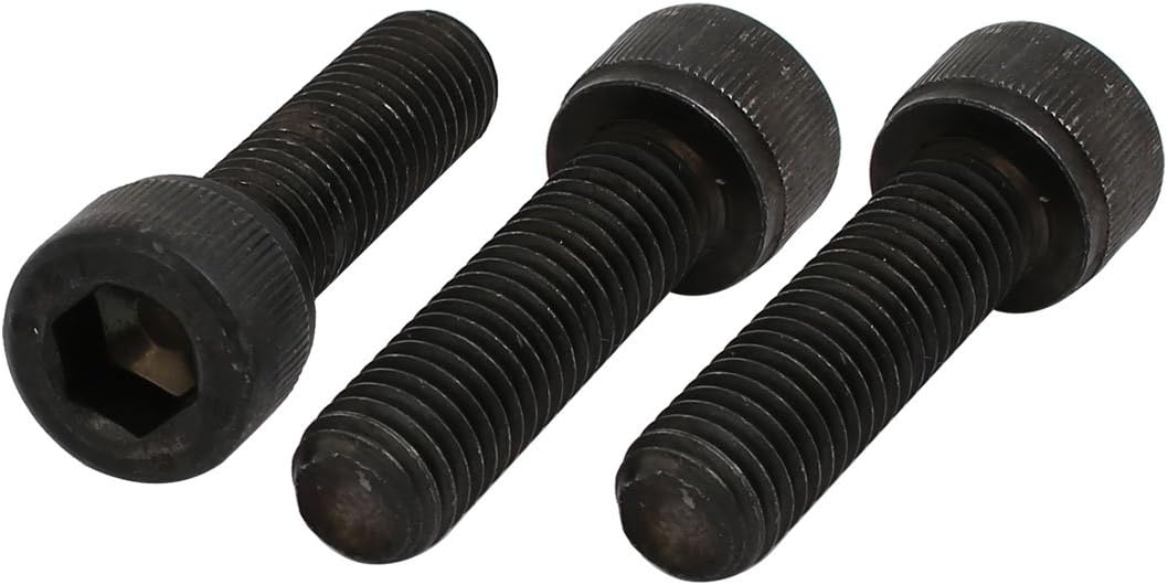 3pcs M10x35mm 12.9 Grade Hex Socket Cap Left Hand Thread Screw Bolt Black