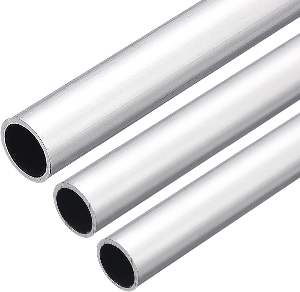 6063 Aluminum Round Tube, 13mm 15mm 20mm OD 1mm Wall Thickness 300mm Length Pipe Tubing for Industry DIY Projects, Pack of 3