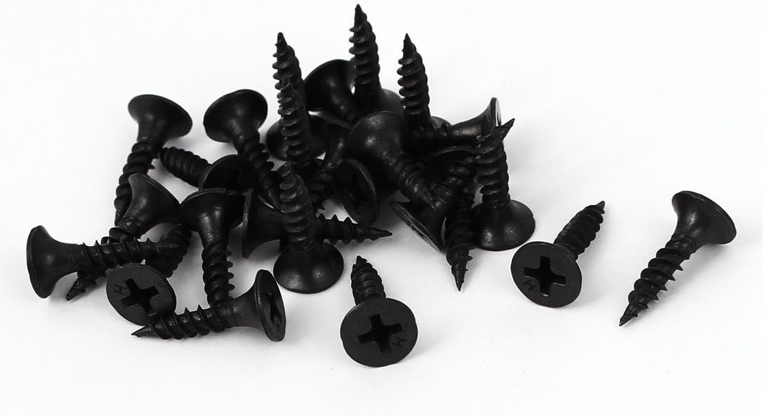 M3.5x16mm Phillips Flat Head Self Tapping Screws Black 25pcs