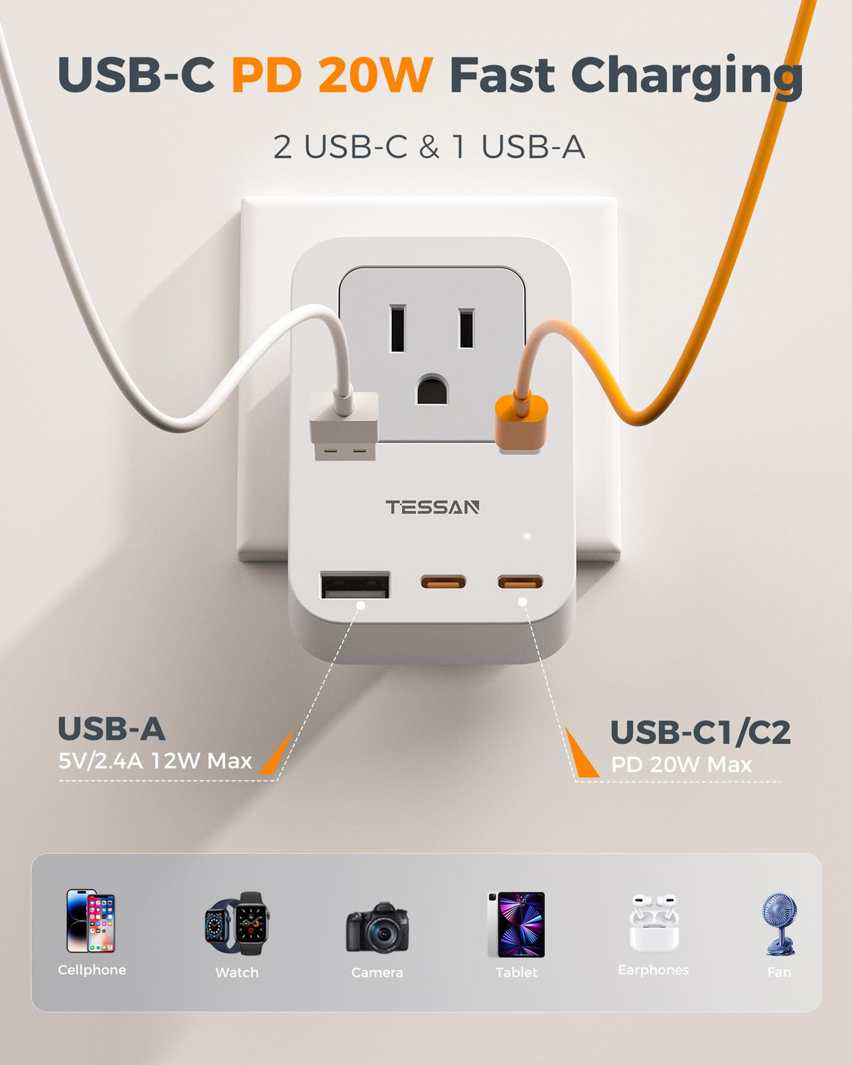 LinkMejor US to UK Plug Adapter PD 20W, 2 Pack Flessibile Ultraleggero