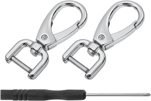 2Pcs Swivel Clasps Hook, 12mm(0.5 Inch) D Ring Detachable Snap Hook Metal Lobster Claw Clasp Hook with Screwdriver for Purse Keychain DIY Craft, Silver