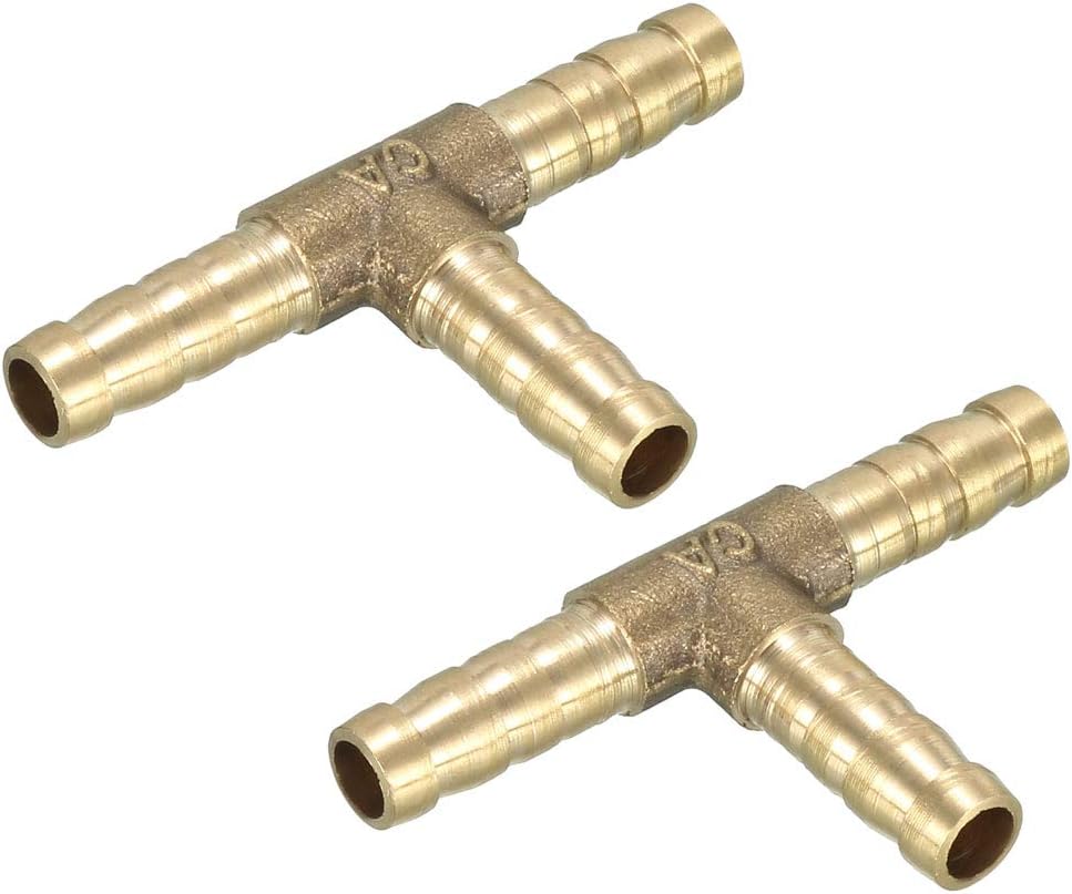 6mm Brass Tee Barb Hose Fitting T 3 Way Connector Joiner 2pcs