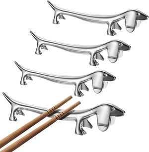 4pcs Penyangga Tali Tembaga, Stand Pemegang Tali Tembaga Bentuk Anjing untuk Meja, Penyangga Piring Spoon Forks Tali Tembaga untuk Meja, Hiasan Meja, Perak