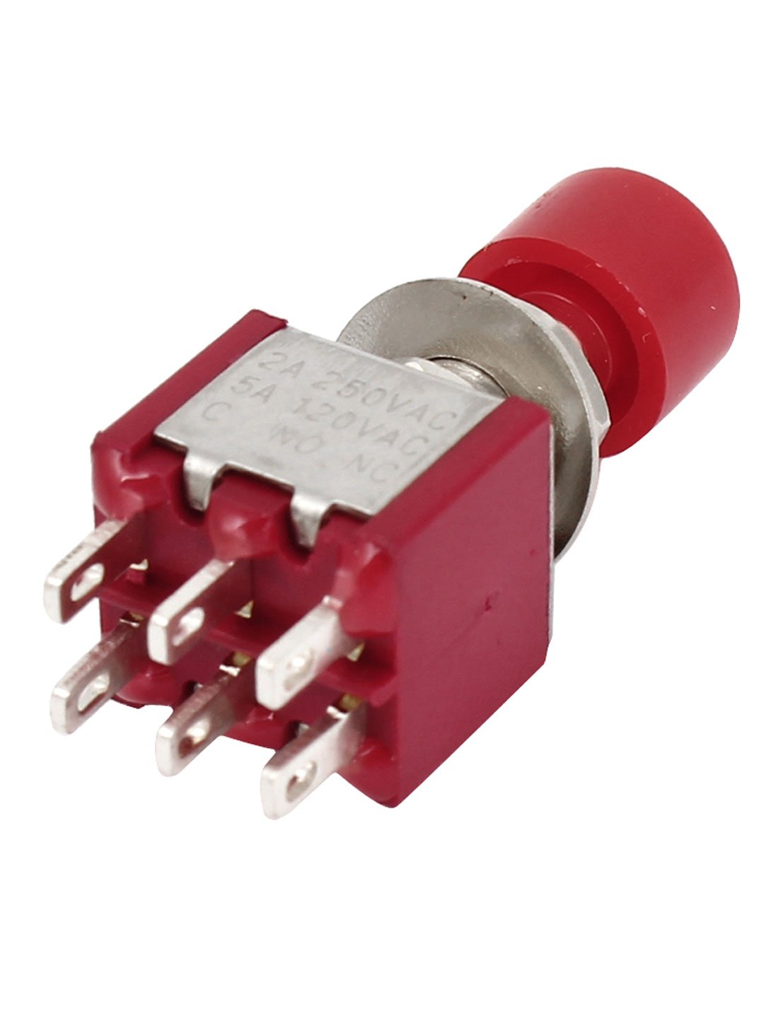 Czerwony 6-pin DPST 2NO 2NC chwilowy przycisk przełącznik AC 120V 5A 250V 2A