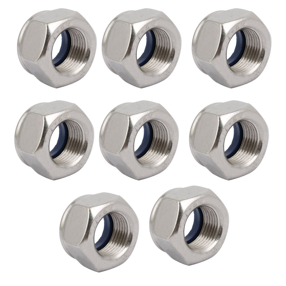 8pcs M18 x 1.5mm Pitch Metric Fine Thread 304 Stainless Steel Hex Lock Nuts