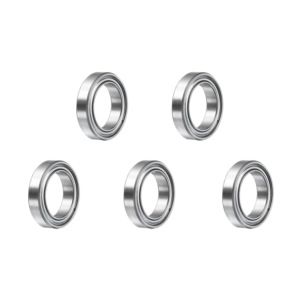5pcs R1212ZZ Deep Groove Ball Bearings 1/2" ID x 3/4" OD x 5/32" Height P5 Miniature Bearings Double Metal Shielded Chrome Steel Z3 Bearing for Engineering Machinery, Silver Tone